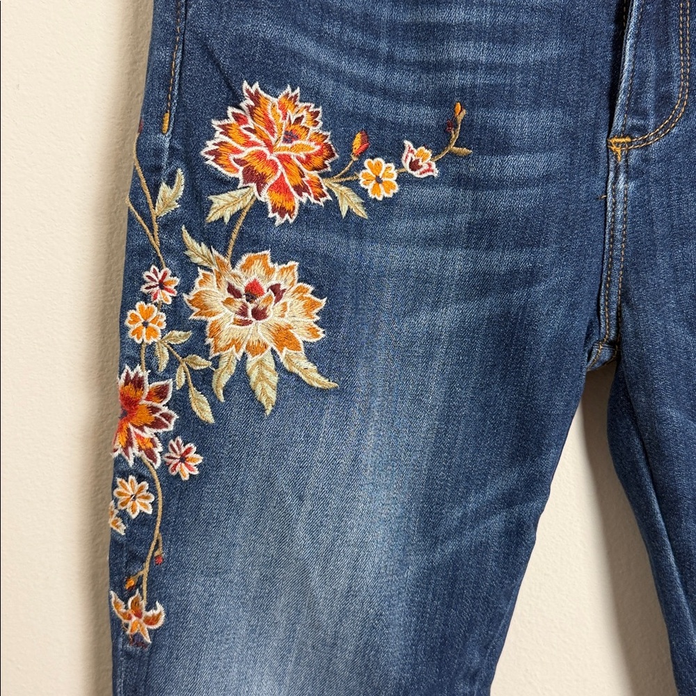 Driftwood Jackie Floral Embroidered Skinny Jeans Size 28 Boho Hippie - Picture 4 of 9